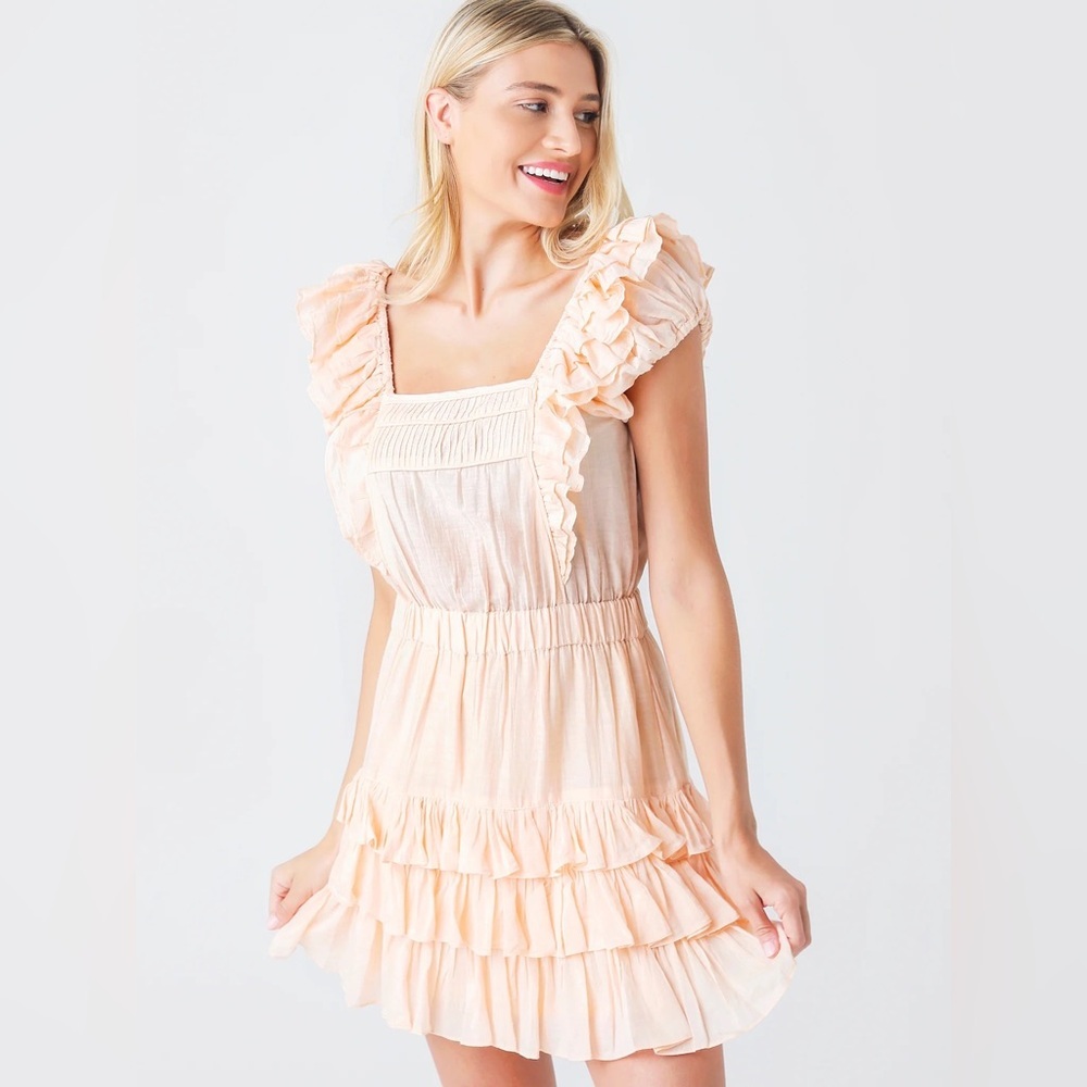LOVESHACKFANCY Ivoire Ruffled Silk-Cotton Mini Dress Size: M